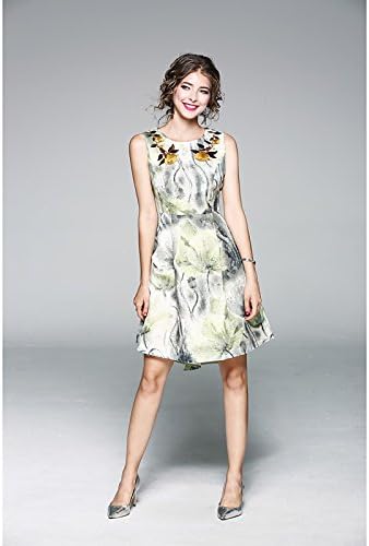 JIALELE Women's Daily Sheath Knee-length Above Knee Dress, Solid Embroidered Round Neck Sleeveless