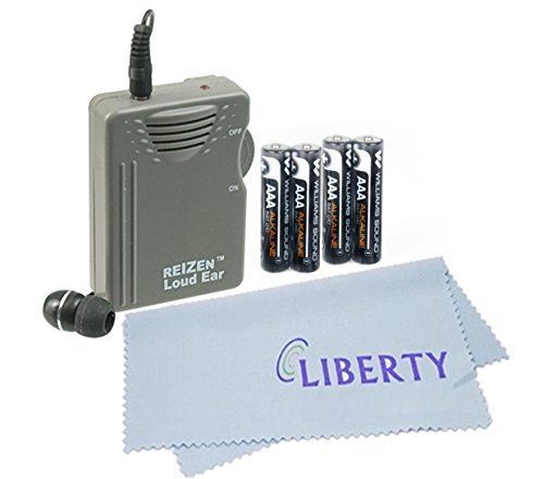 Deluxe Bundle - Reizen Loud Ear 110dB Gain Personal Amplifier With an Extra Pair of AAA Batteries and LIBERTY Cleaning Cloth