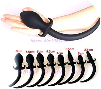 Tounge 2019 Black Silicone Dog Slave Tails Plug Large Size Tail Funny Toys Women Men Products Couples,55MM