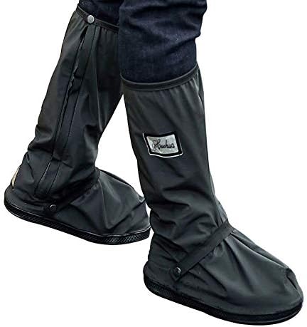 Black Waterproof Rain Boot Shoe Cover with reflector for camping, hiking, travel, rain days, winter, outdoor (XL-Black)