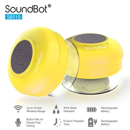 SoundBot-SB510-HD-Water-Resistant-Bluetooth-Wireless-Shower-Speaker-Hands-Free-Portable-Speakerphone-w-6Hrs-of-Playtime-Built-in-Mic-Control-Buttons-Detachable-Suction-Cup-for-Indoor-Outdoor