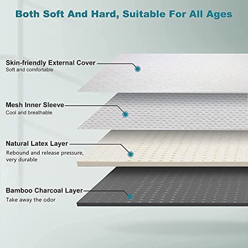 NESAILA 3.15 Inch Natural Latex Mattress Topper Twin XL Dual Layer