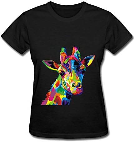 Zkl026 giraffe Tee Shirts For women M black
