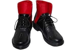 ToouYoor Mha Midoriya Izuku Cosplay Shoes Deku Short Boots Halloween Black-Red Leather Boots Man