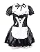 Quesera Women's French Maid Costume Sexy Black Satin Layered Halloween Fancy Dress, Black, US Size Small/Medium (Tag XL)