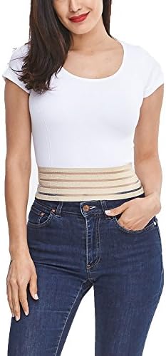 in2you Gold Elastic Band Cap Sleeve Crop Top (White)
