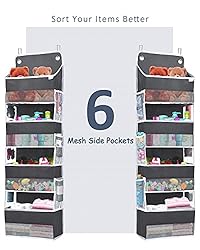 ULG Over Door Organizer with 4 Large Pockets and 6