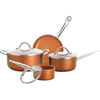 Culinary Edge CE2377 Cookware Set, 7 PC, COPPER