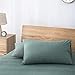 Utridevn 3 Pieces Washed Cotton Duvet Cover Set,100% Natural Cotton Bedding,Vintage Style with Zipper Closure,Soft and Comfy(Queen,Green)