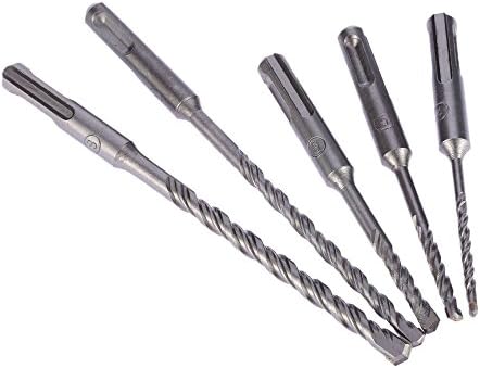 5pcs/Set 2 Pits 2 Slots SDS Shank Electric Hammer Drill Bit Set SDS Plus Rotary Hammer Impact Drill Bit Concrete Masonry Drill 4mm 5mm 6mm 6mm 8mm