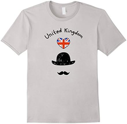 Mens United Kingdom Heart Union Jack Bowler Hat T-Shirt XL Silver