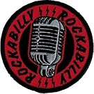 Rockabilly Microphone - Round Red & Black - Embroidered Sew or Iron on Patch