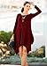 WearLove Women Asymmetrical Loose Long Sleeve Pockets Tunic Shirt Dress Wine Red L