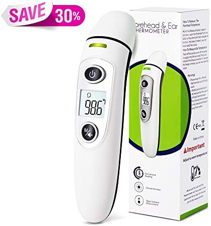 Baby Digital Ear Thermometer, Medical Forehead Infrared Thermometer for Fever, Dual Mode and Instant Accurate Reading Thermometer for Adults, Toddlers and Kids (White)