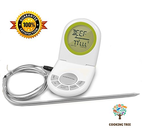 Cooking Tree Digital Cooking Thermometer with Alarm - Instant Read Meat Thermometer for Oven BBQ Smoker Grill Smoker