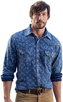 Ryan Michael - Vintage Dot Hex Wood Snaps Saw Tooth Pockets Western Style Shirt