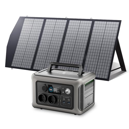 ALLPOWERS Solargenerator R600 mit 140W Solarpanel, 299WH LiFePO4 Batterie, 2x 600W (1200W Spitze) AC Ausgang Tragbare Powerstation, Mobile Stromversor