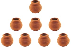 HIAWBON Miniature Tiny Clay Pots Pottery Planter for Mini House DIY Mini Garden Plants and Desktop/Windowsill Decoration, 8 Pcs