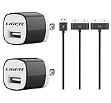 iPhone 4 4s iPad 1 2 Charger 4in1 Combo Set - Liger Electronics 2x 3 Feet Data Syncing 30 Pin Usb + X2 Wall USB Plug for iPhone 3 iPhone 4 4s iPad 1 2 iPod 1th 2nd 3rd 4th Gen,IOS 8 compatible