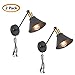 SEEBLEN Black Wall Sconce of 2, Industrial Style Plug in Wall Sconce Mini Adjustable Vintage Edison Simplicity Swing Arm Metal Wall Lamp Set of 2