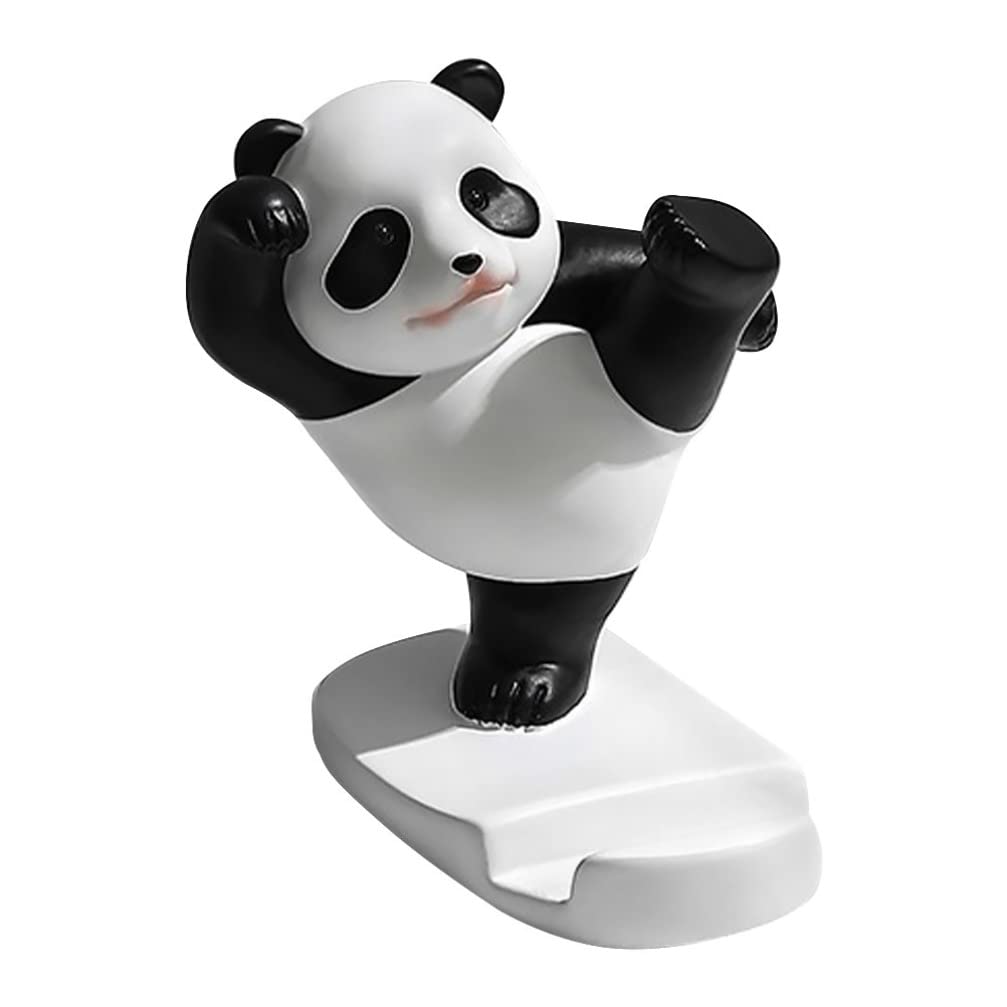 Hemobllo Cute Panda Cellphone Holder Stand Resin Smartphone Desk Holder for Mobile Phones Animal Phone Stand Desk Ornament