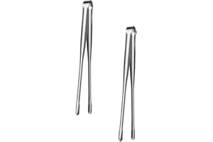 HEMOTON Japanese Style Barbecue Tongs 11.4 Inch Stainless Steel Heat Resistant Clamps Set of 2 for Bakery an