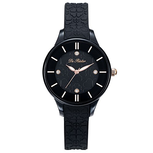 DR8986 Women Watches Silicone Strap Plastic Wristwatch for Ladies Waterproof Wrist Watch for Girls (Black)