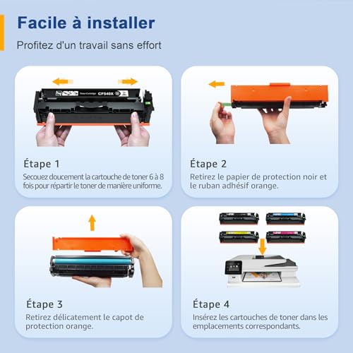 Palmtree 203X Cartouche de Toner Compatible pour HP 203X 203A CF540X Toner pour Color Laserjet Pro MFP M281fdw M254dw M281fdn M280nw M254nw M254dn M281 M254 Noir Cyan Magenta Jaune, 4-Pack