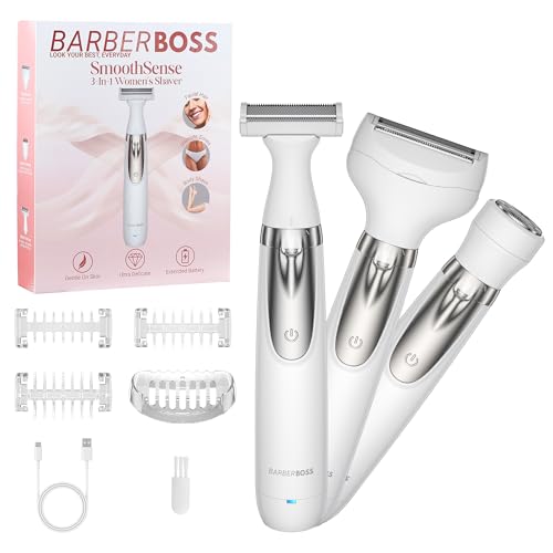 Rasoio elettrico donna, rasoio portatile 3 in 1, rasoio per corpo, bikini e viso, rasoio da donna senza fili Wet & Dry, epilatore per viso, rasoio donna ricaricabile tramite USB, QR-8003