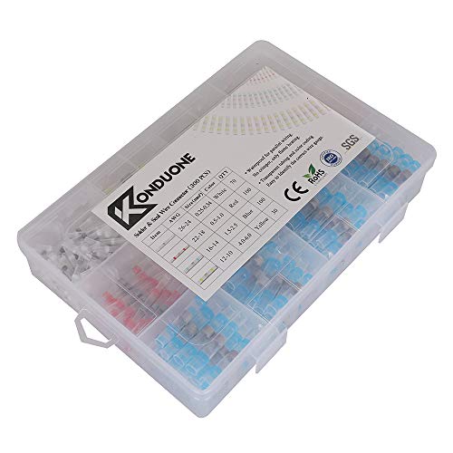 Konduone 300PCS Solder Seal Wire Connectors Kit, Universal Terminal Connectors Automotive Marine, Automobile, Electrical Electronics Wiring Connectors Waterproof Insulated - Thumbnail 5