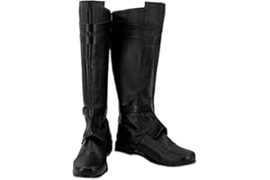 Roeutoo Anakin Skywalker Costume Boots Adult Men Force Knight Anakin Cosplay Black Boots Shoes Halloween Accessories