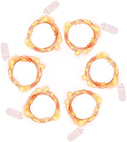 illumiForce LED Starry String Lights, Battery Operated Fairy Lights, 6.5ft 20LEDs, Decorations for Bedroom Patio Garden Birthday Party Wedding Christmas DIY Crafing Home Decor, Orange 6 Sets