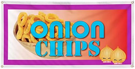 Amazon Com Vinyl Banner Sign Onion Chips Restaurant Cafe Bar