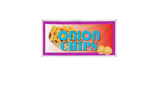 Amazon Com Vinyl Banner Sign Onion Chips Restaurant Cafe Bar