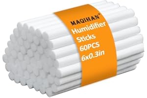 MAQIHAN 60PCS Humidifier Stick Filter Refill - 6In Humidifier Filter Sticks Air Diffuser Pure Wicks Refill Cotton Filter Stick Replacement Wicks for Small Portable Diffuser in Office Bedroom Home