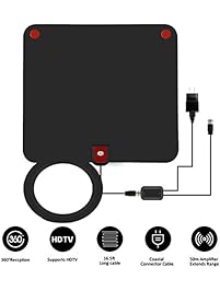 TV Antenna,SMALLRT Mini 50 Miles Indoor HDTV Digital Antenna with Detachable Amplifier Signal Booster and 16 FT Coaxial Cable for Viewing Local Channels