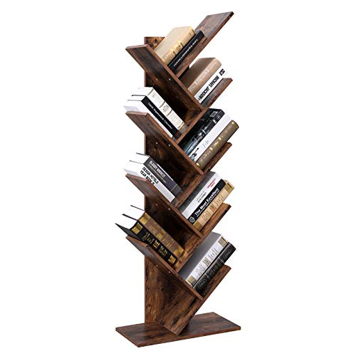 VASAGLE Tree Bookshelf, 8Tier Floor Standing Bookcase, with Wooden