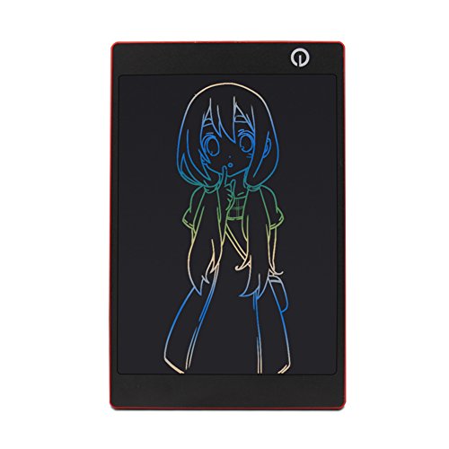 Colorful 9.7 Inch LCD Writing Tablet Drawing Board Portable Handwriting Pad Magnetic Fridge Message Whiteboard,Digital Electronic Notepad Graphic Graffiti Board for Kids Children (Red)