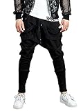 Low Crotch Joggers Harem Pants Stylish Hip Hop Drawstring Slim Fit Sweatpants Trousers