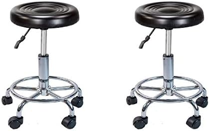 LAKDI - The Furniture Co. Doctor Stool/Bar Stool/Medical Lab Stool/Kitchen Stool/Stool for Offices, Students, Computer Lab, Metal Stool/Chair with Black PU Leatherette and Wheels (Set of 2)
