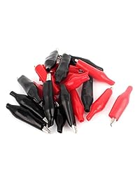uxcell   20 pinzas de cocodrilo metálico para pinza de prueba, 1.772 in, color rojo y negro