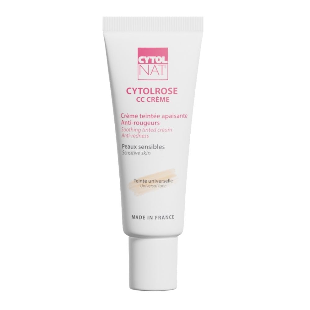 CYTOLNAT - Cytolrose CC Tinted Anti-Redness Cream - Soothes, Hydrates, Camouflages Redness - Immediate Masking Effect - Universal Tint - Sensitive Skin - Face - Natural Formula - 40ml