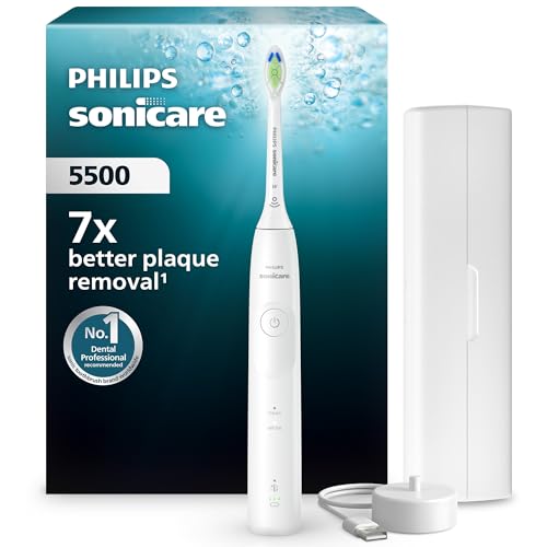 Philips Sonicare 5500 Electric Toothbrush, Sonic Toothbrush with 2 Modes, Pressure Alert, EasyStart, SmarTimer and BrushPacer, White, Model HX7110/02 [New Technology]