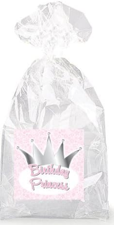 Birthday Princess with Crown Party Favor Bags with Ties - 12pack