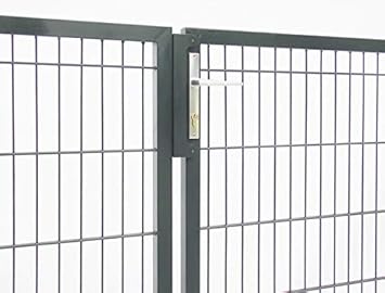 Zaun Nagel Gartentor Doppeltor Hoftor Anthrazit 2 Flugelig Hohe 120 Cm Breite 300 Cm Passend Zum Doppelstabmattenzaun Inkl Pfosten Schloss Schliessblech Bodenschieber Turstopper Amazon De Baumarkt