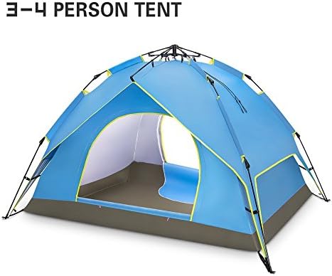 Addwin 4 Person Family Camping Tent, 3 Usages Double Layer Waterproof Sun Shelter, Automatic Instant Pop Up Tents For Backpacking Hiking Fishing Outdoor Sports