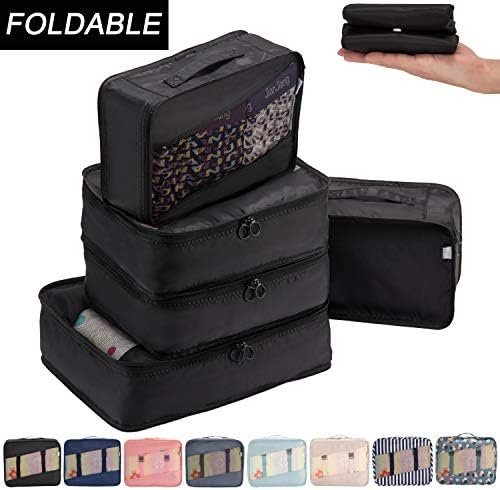 Allfourior Travel Packing Cubes -5 Set Compression Package Luggage Organizers