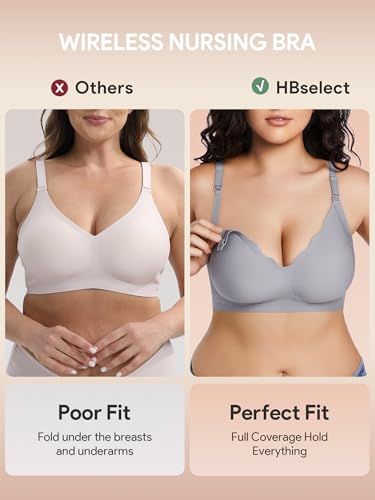 HBselect Nursing Bra Without Underwire Silky Pregnancy Maternity Bra Maternity Seamless with Additional Bra Extension Sleep Bra for Women
