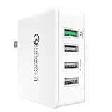 Quick Charger 3.0 Wall Charger, Vomercy Multi Port USB Wall Charger Portable 4 Port USB Charger Travel Wall Adapter White