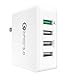 Quick Charger 3.0 Wall Charger, Vomercy Multi Port USB Wall Charger Portable 4 Port USB Charger Travel Wall Adapter White